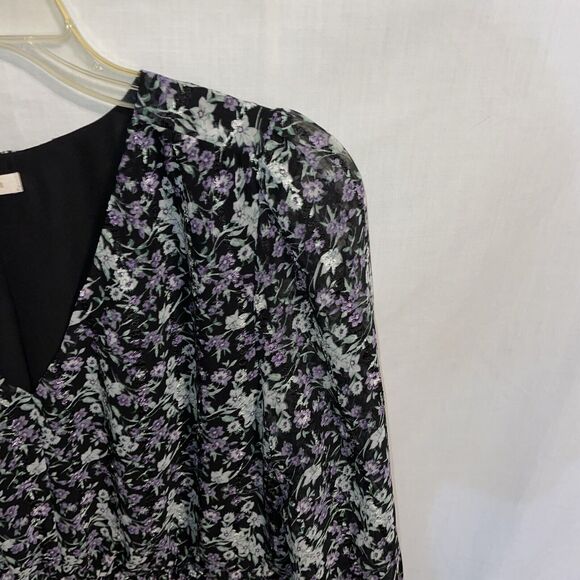 Skies Are Blue Women’s MIDI Dress Size Med Black Floral Going Out Party Church - Picture 4 of 12